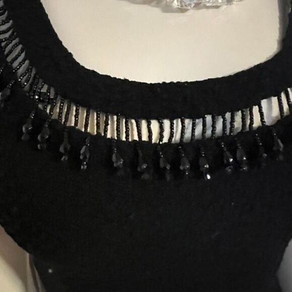 AMAZING BODYCON Vintage 1950's Kimberly Black Beaded Hand Loomed 100% Wool Bouc - Picture 2 of 8